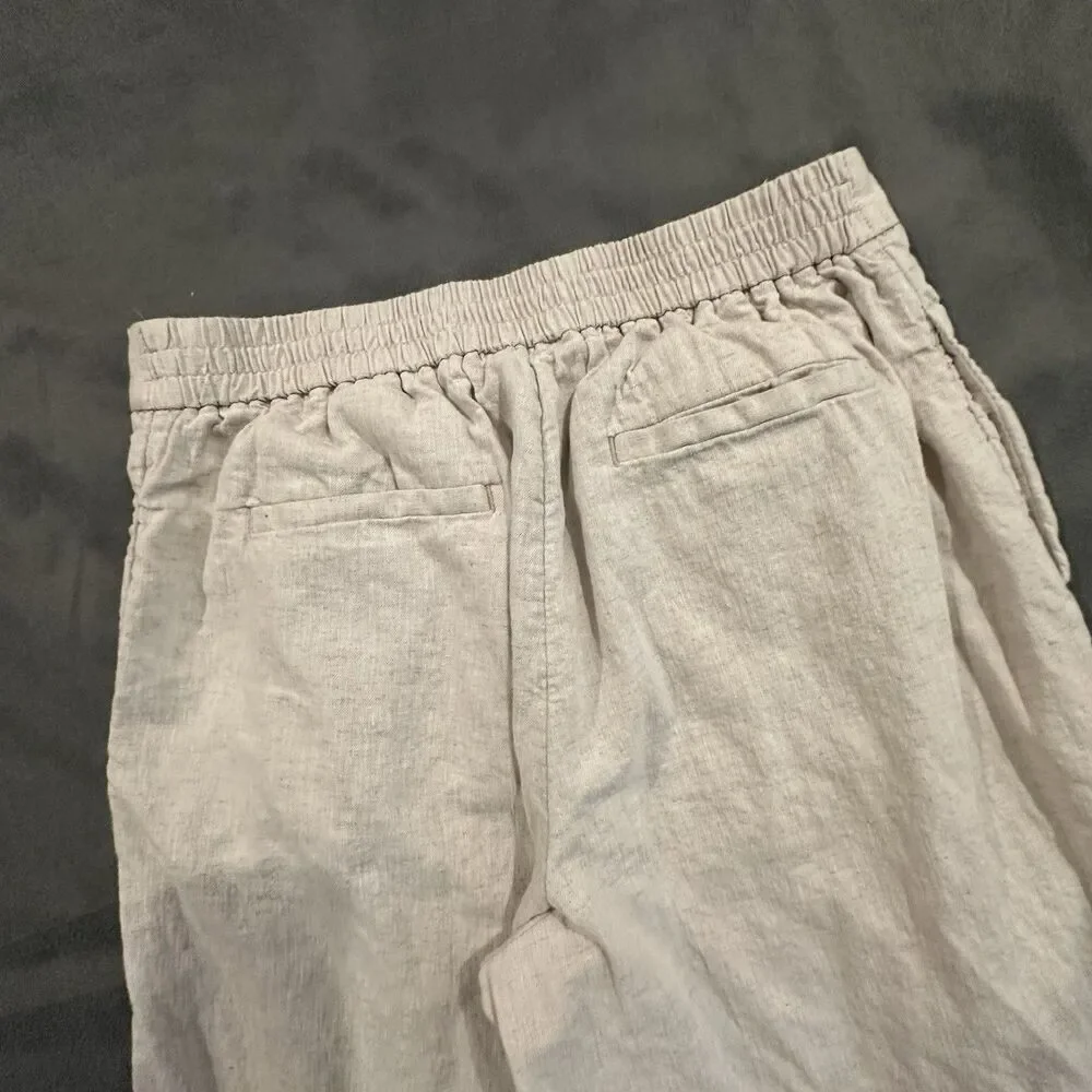 Banana Republic Capri Pants Linen Blend Wide Leg Womens Small Off White Beach